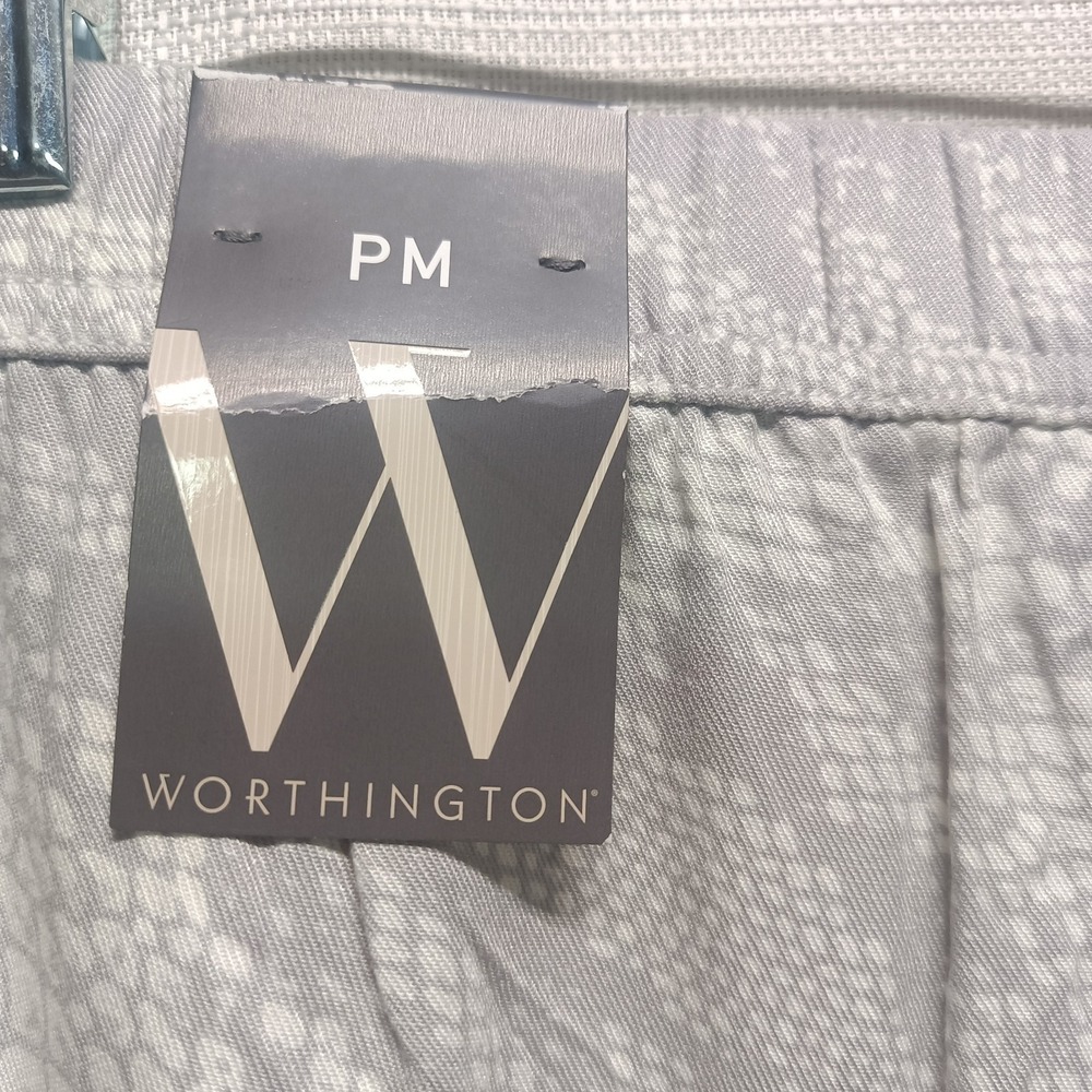 NWT Worthington Women's PM Gray White Snake Print Wide Leg Pants Casual Office